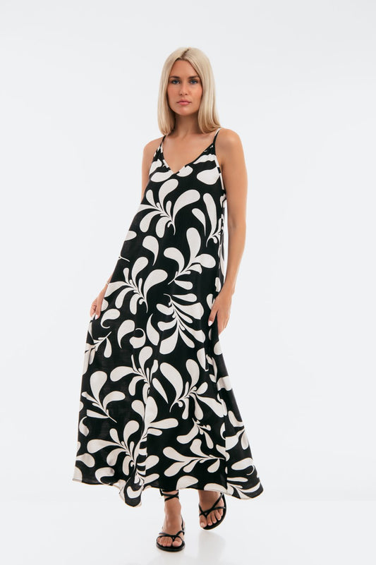 Φόρεμα maxi εμπριμέ printed detailed