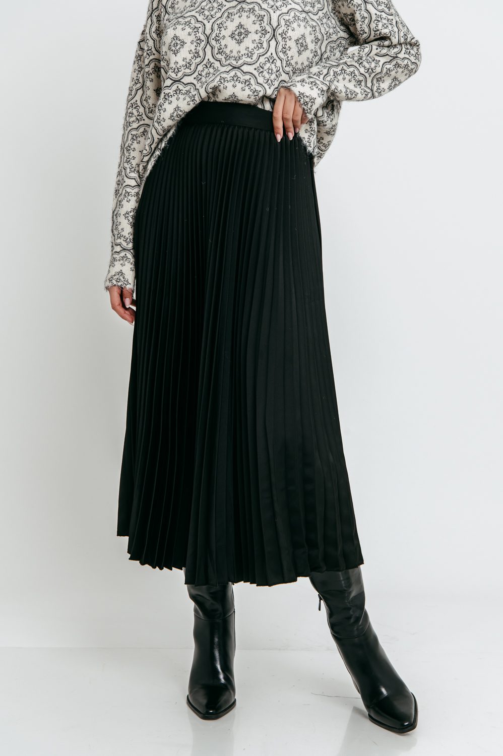 Φούστα maxi satin πλισέ