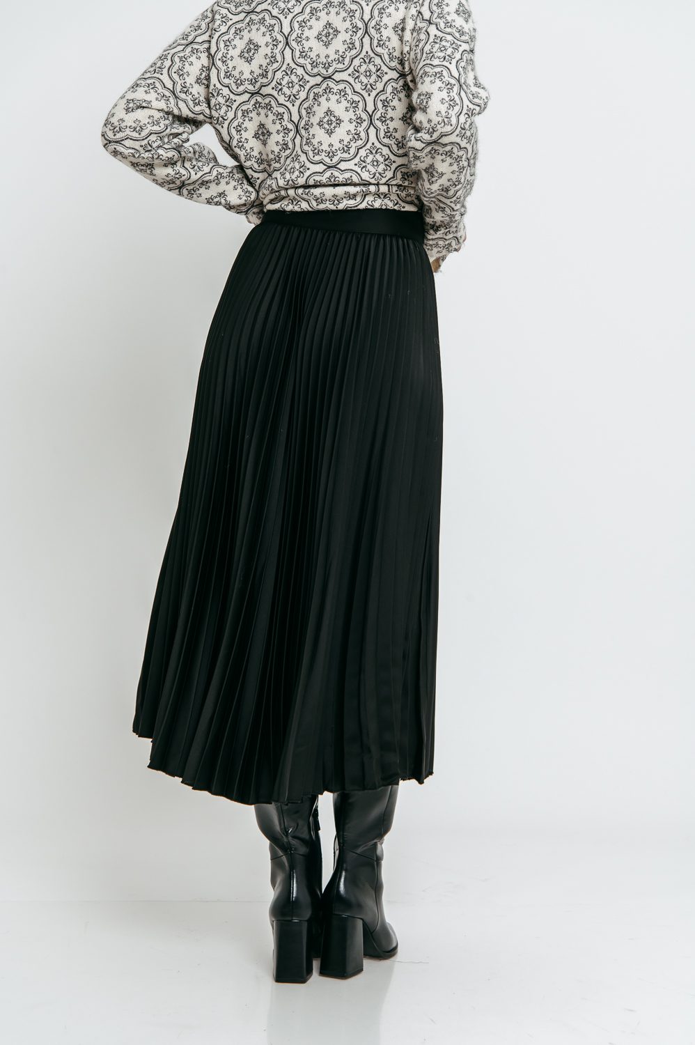 Φούστα maxi satin πλισέ