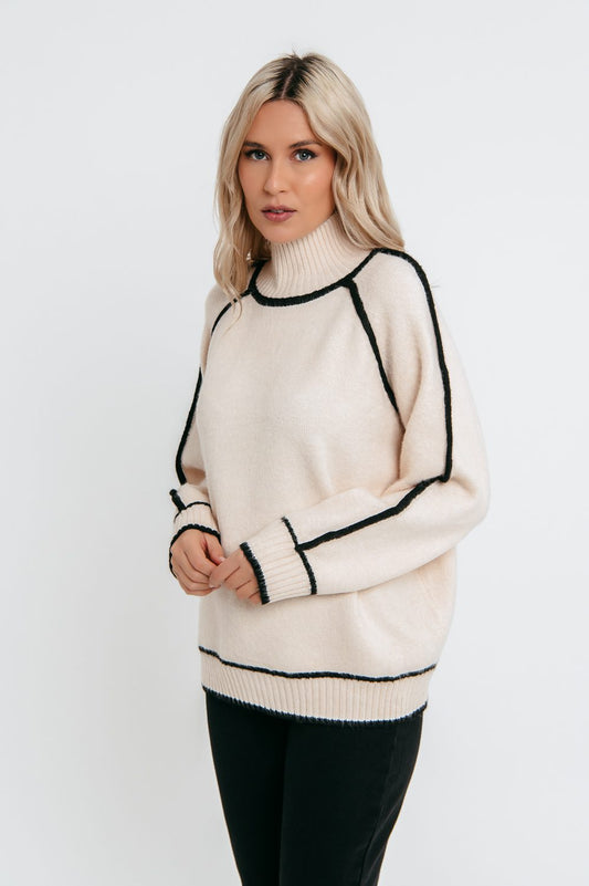 Μπλούζα πλεκτή με διχρωμία