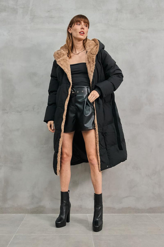 Μπουφάν midi με γούνα