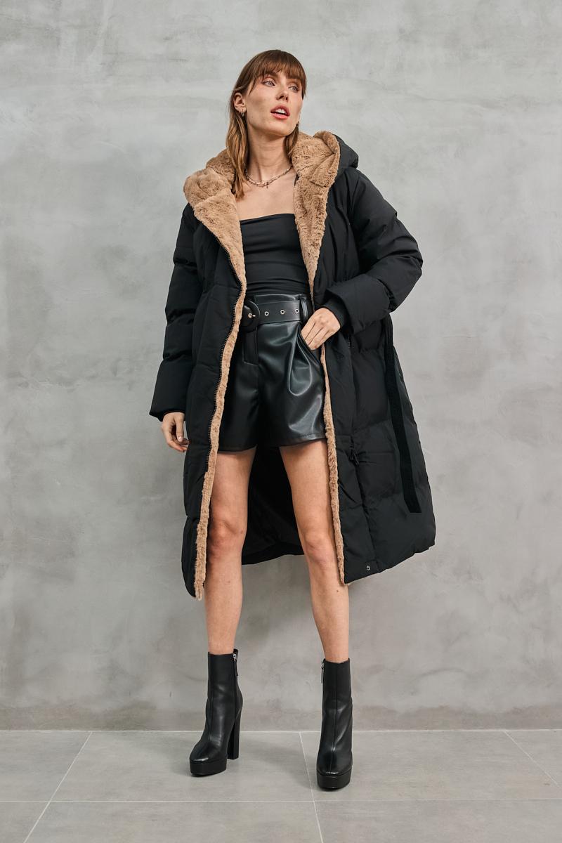 Μπουφάν midi με γούνα