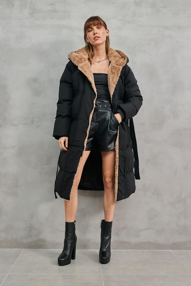 Μπουφάν midi με γούνα