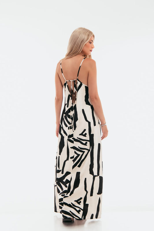 Φόρεμα maxi printed detailed