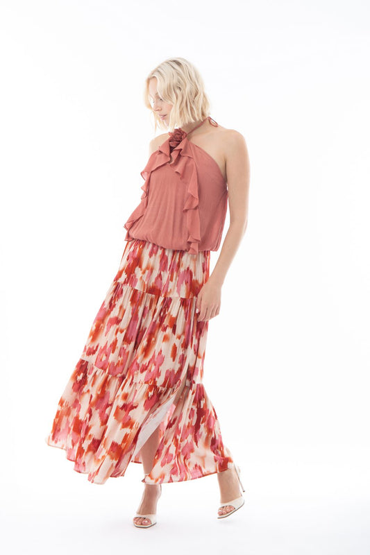 Σετ elegant τοπ και φούστα floral