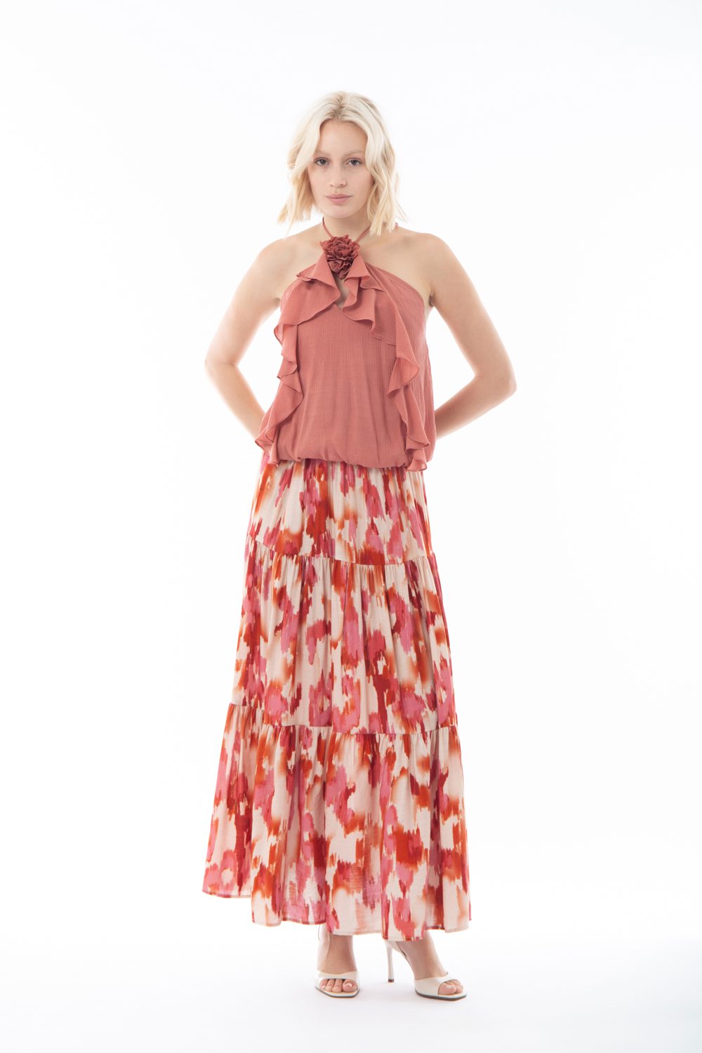 Σετ elegant τοπ και φούστα floral