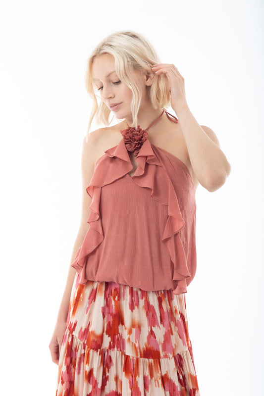 Σετ elegant τοπ και φούστα floral