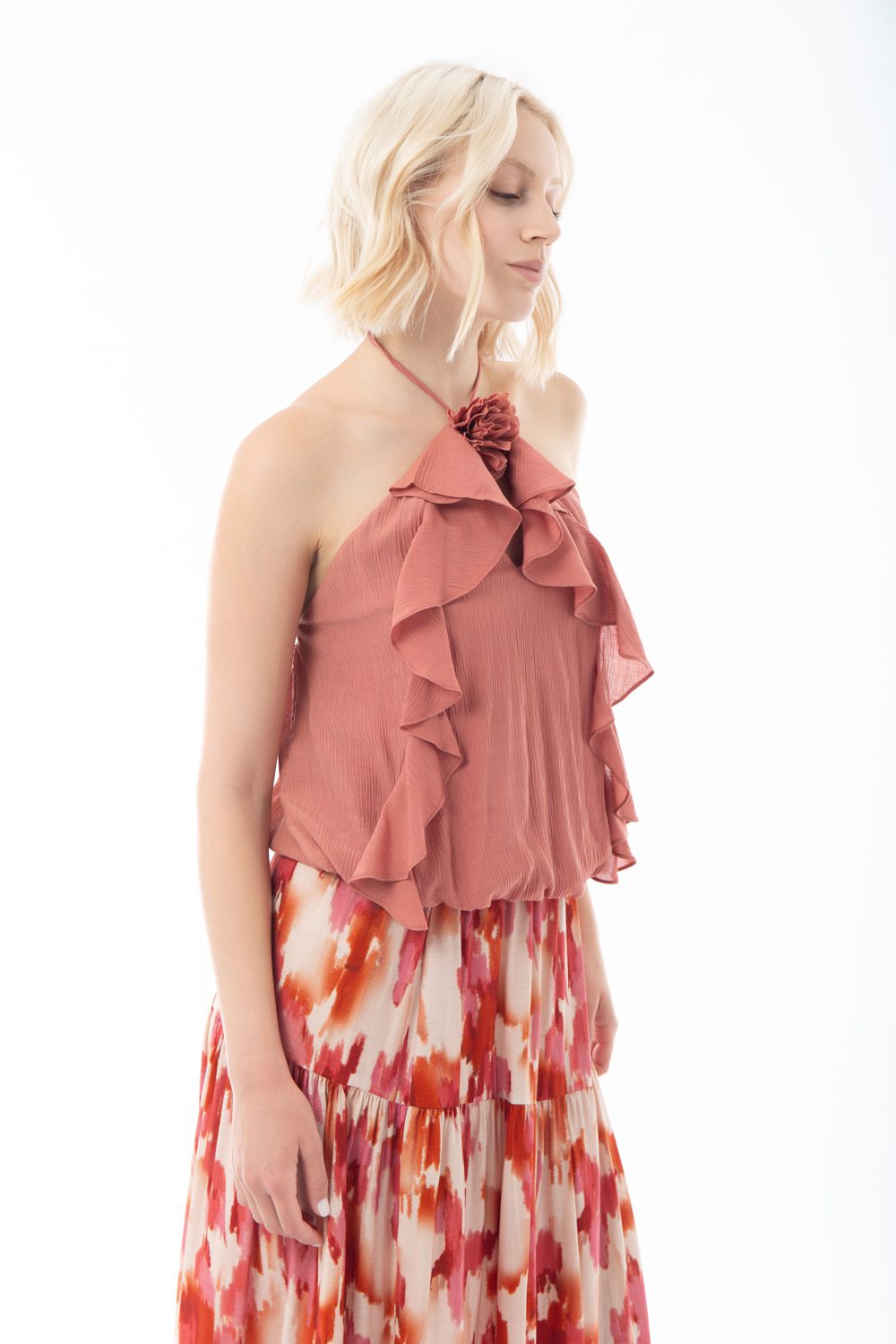Σετ elegant τοπ και φούστα floral