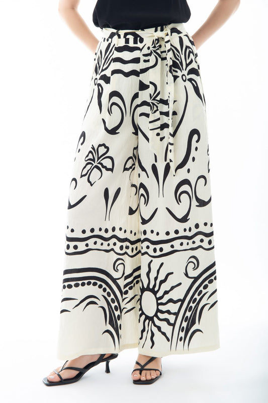 Παντελόνα elegant motif printed