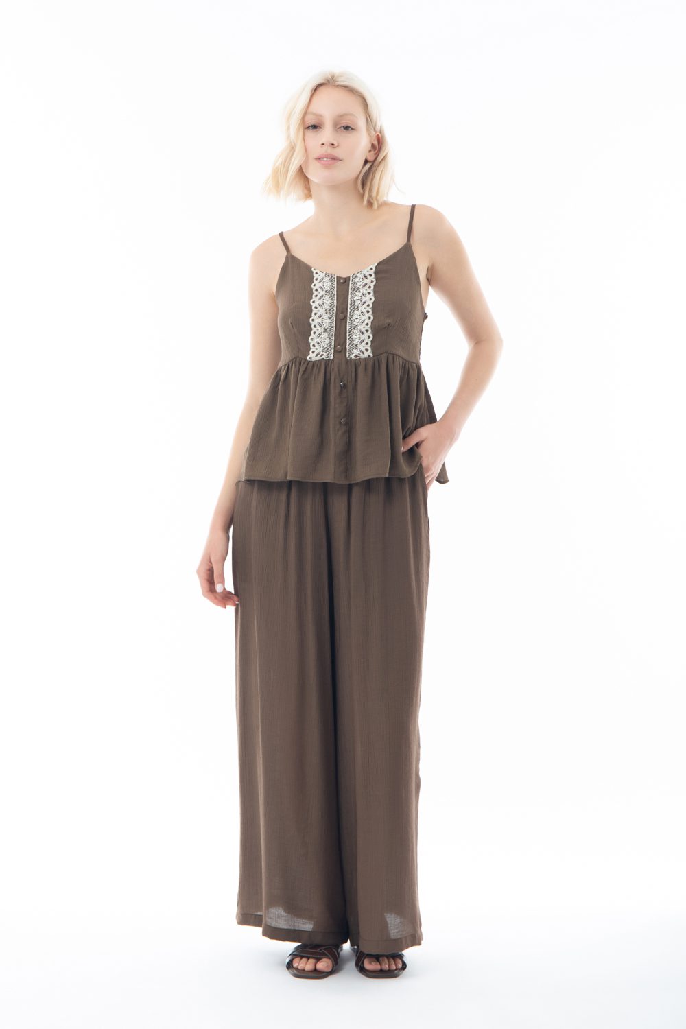 Σετ elegant τοπ και παντελόνα με ζώνη