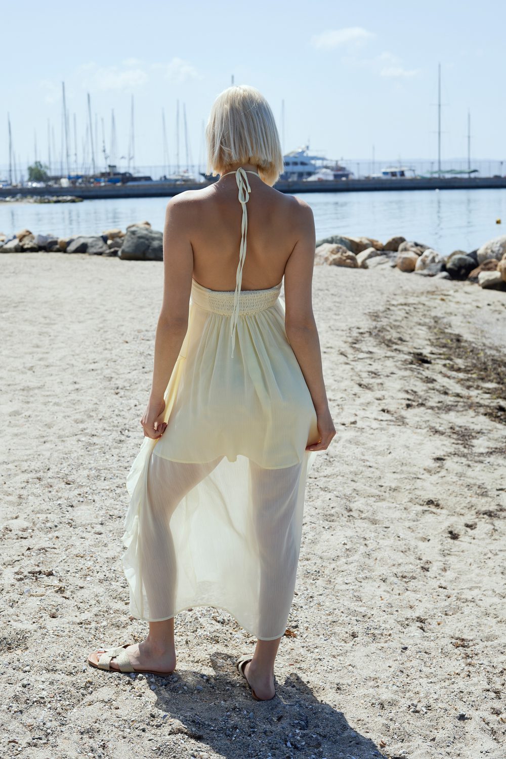 Φόρεμα midi viscose elegant με βολάν