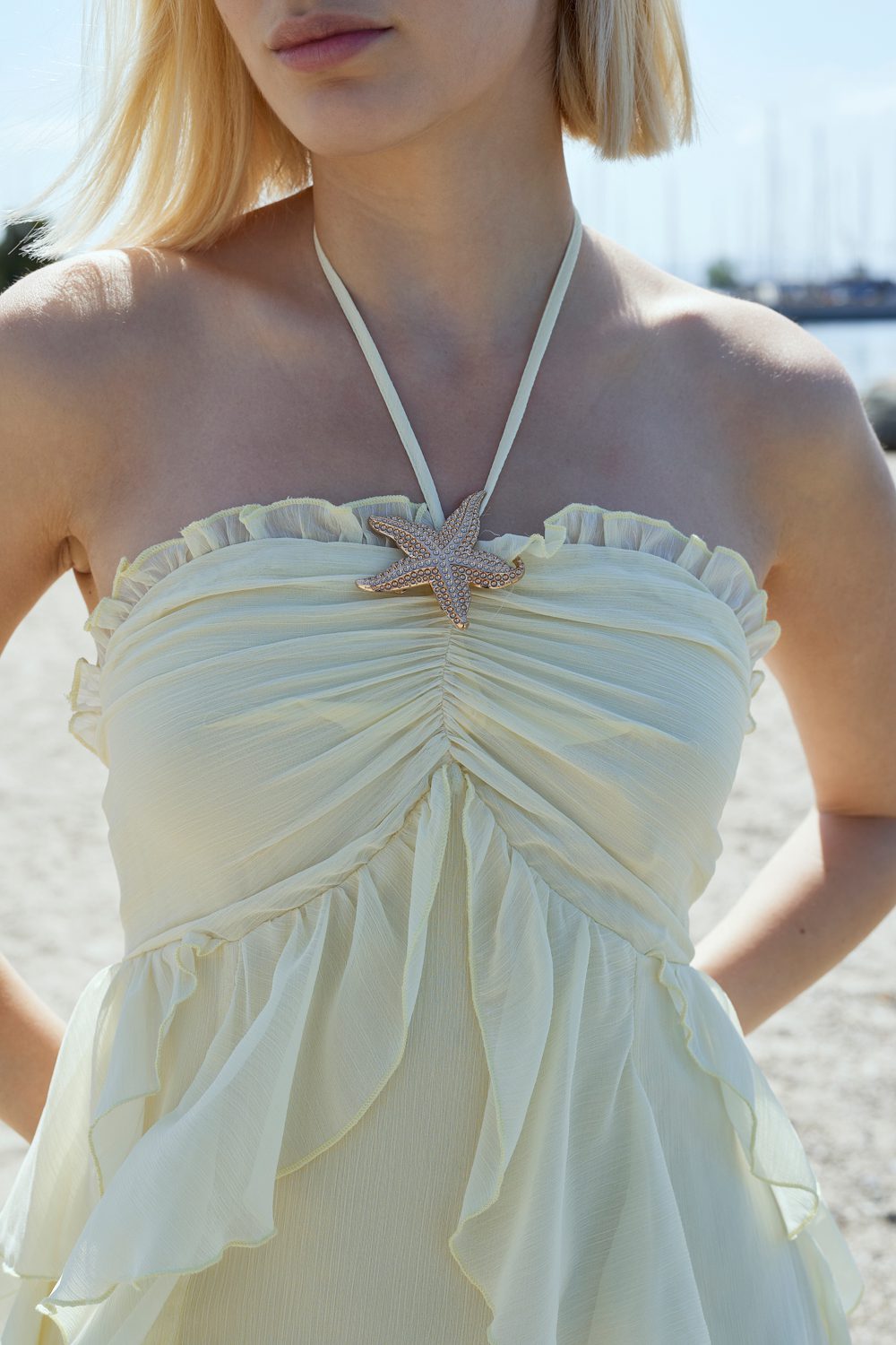 Φόρεμα midi viscose elegant με βολάν