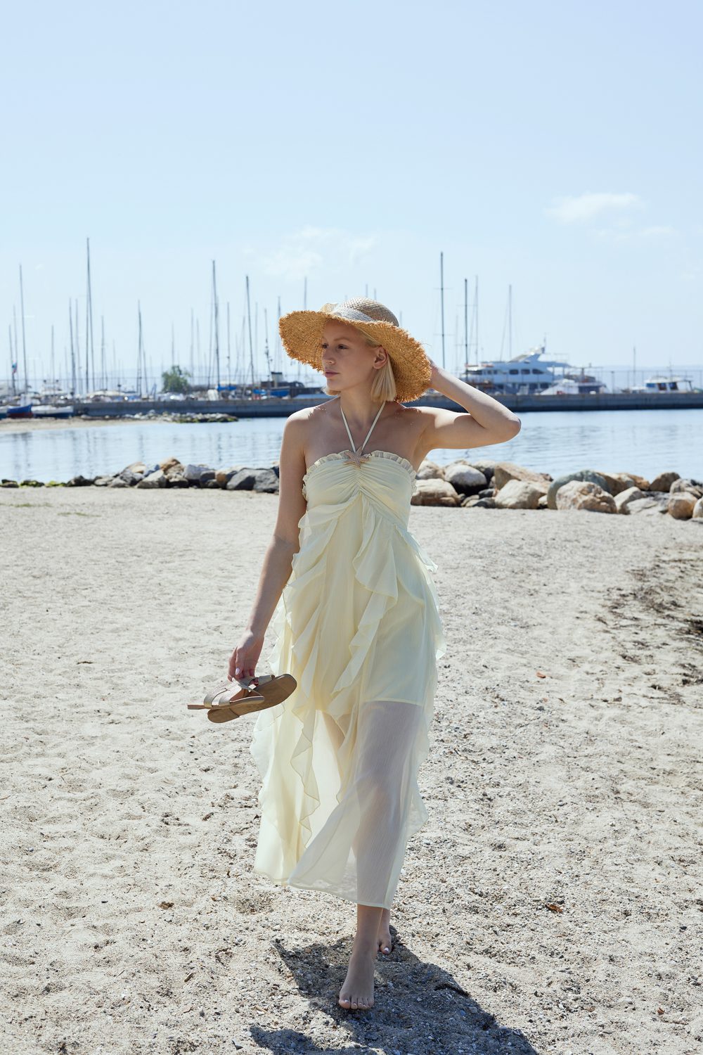 Φόρεμα midi viscose elegant με βολάν