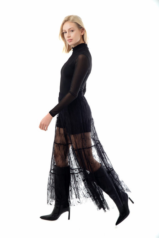 Φούστα maxi με δανδέλα