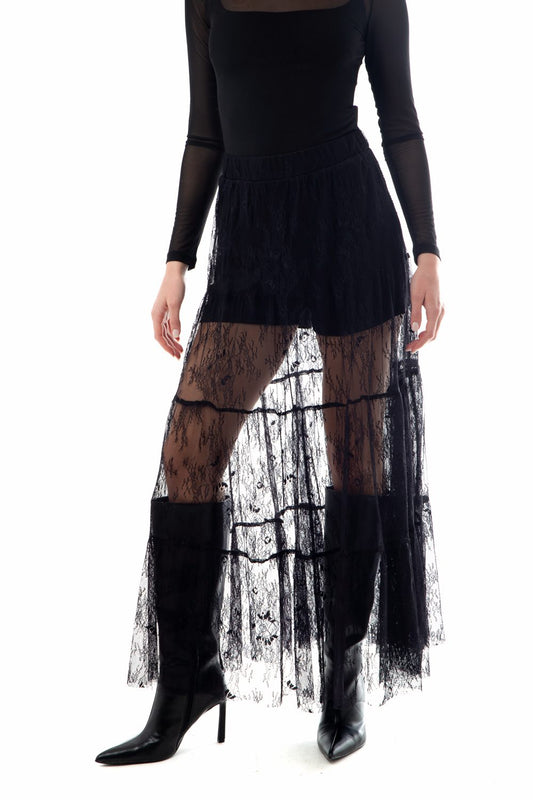 Φούστα maxi με δανδέλα