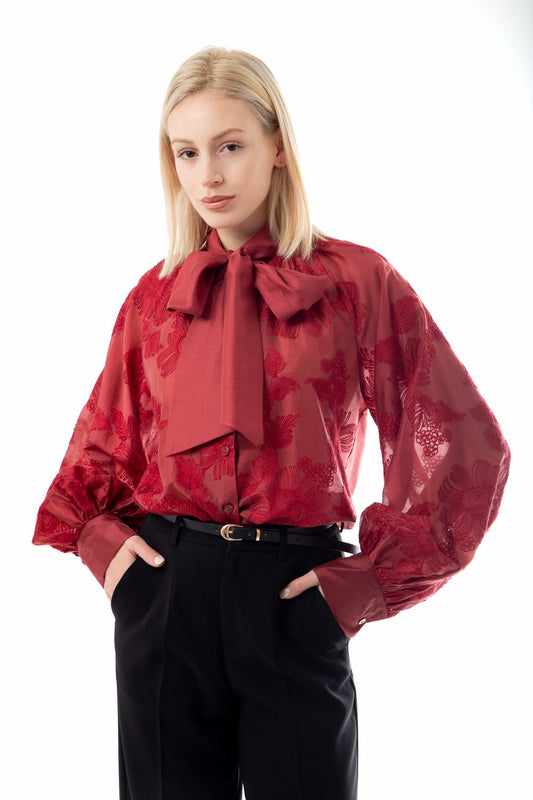 Πουκάμισο με κεντήματα και φιόγκο