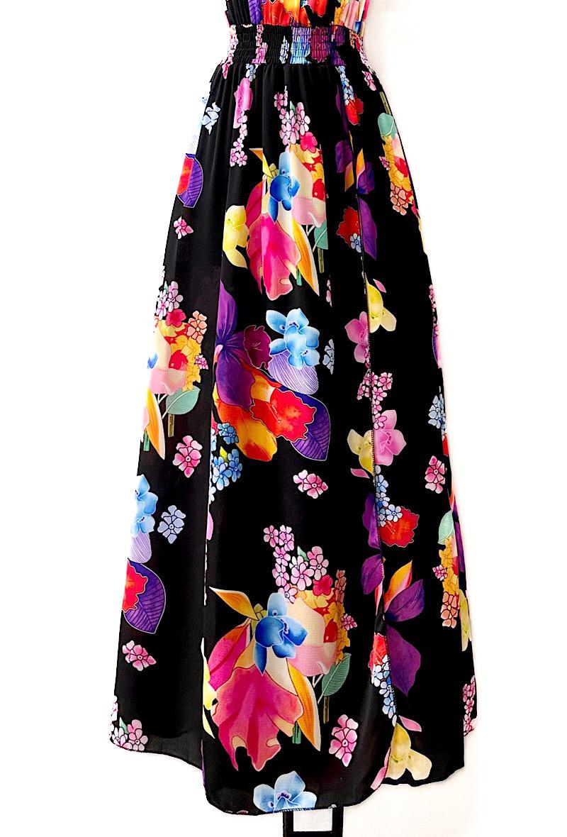 Φόρεμα crepe maxi floral αμάνικο