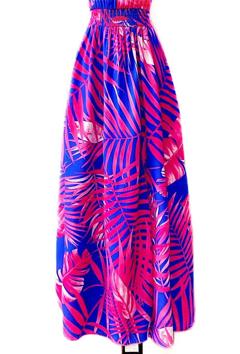 Φόρεμα crepe maxi floral αμάνικο
