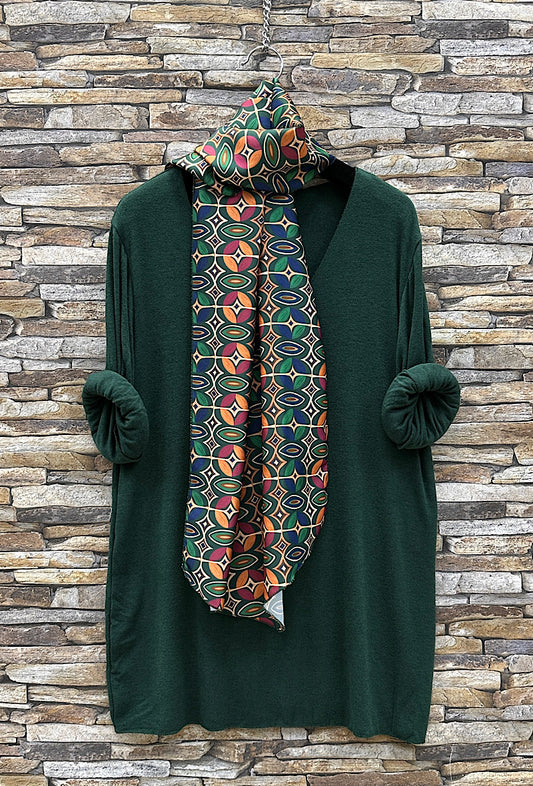 Μπλουζοφόρεμα λεπτό πλεκτό με φουλάρι