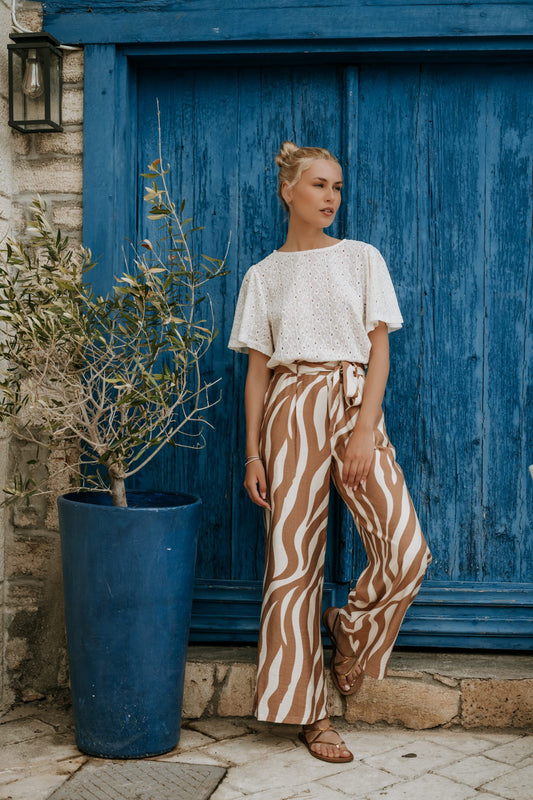 Παντελόνα printed με ζωνάκι