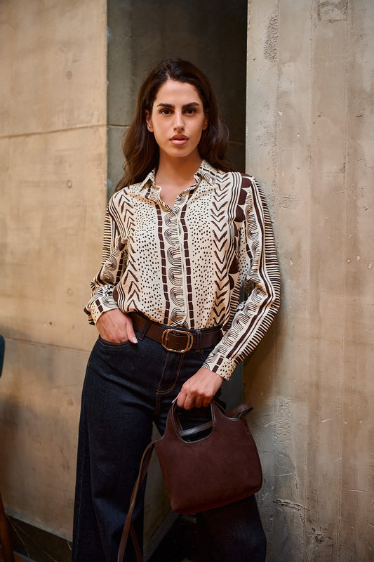 Πουκάμισο viscose geometrical printed