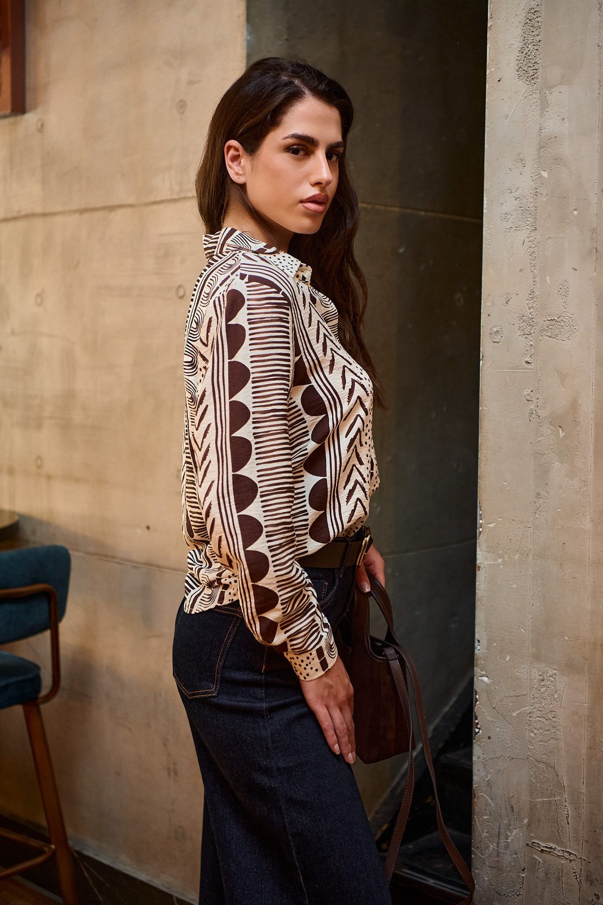 Πουκάμισο viscose geometrical printed