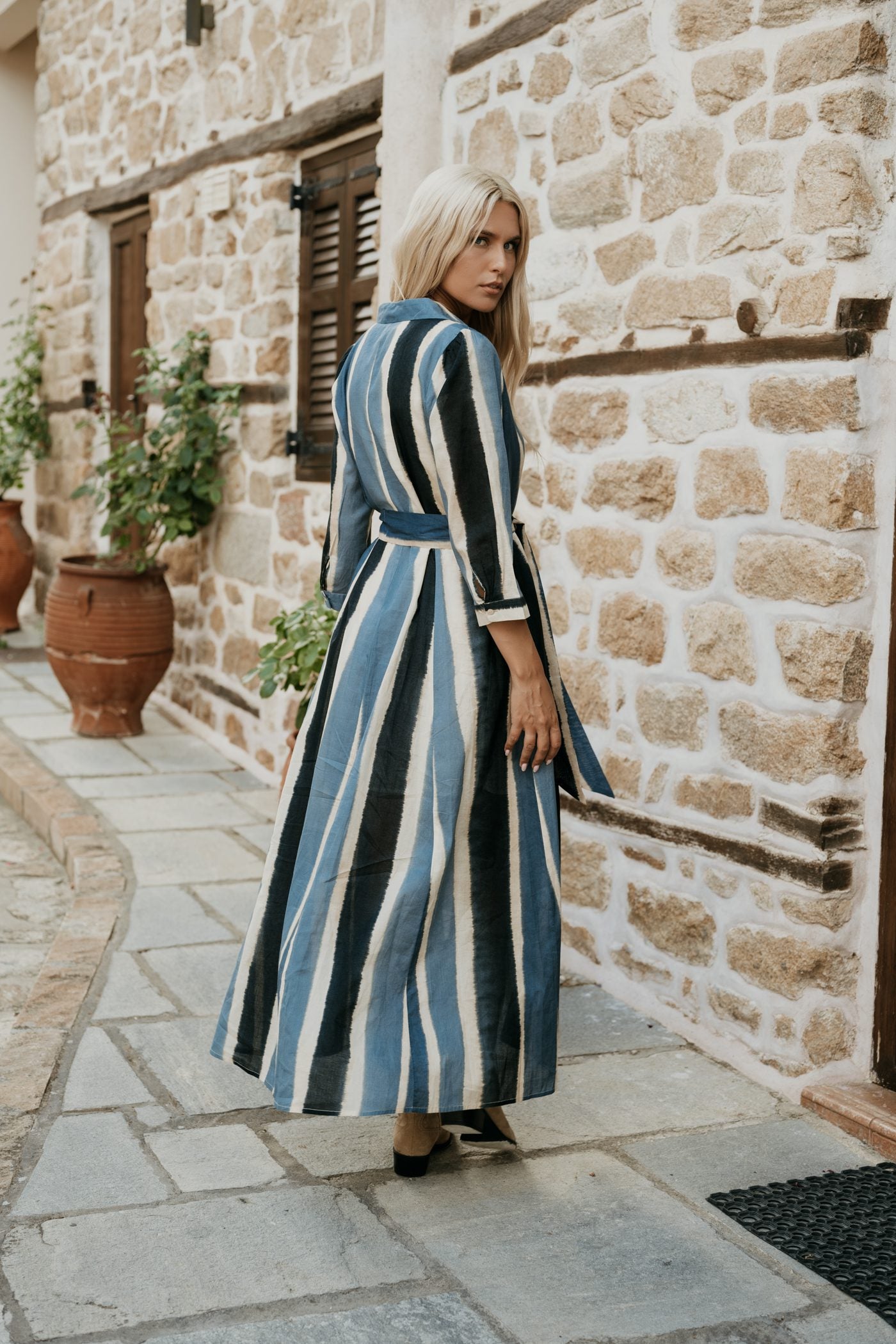 Φόρεμα maxi ριγέ printed
