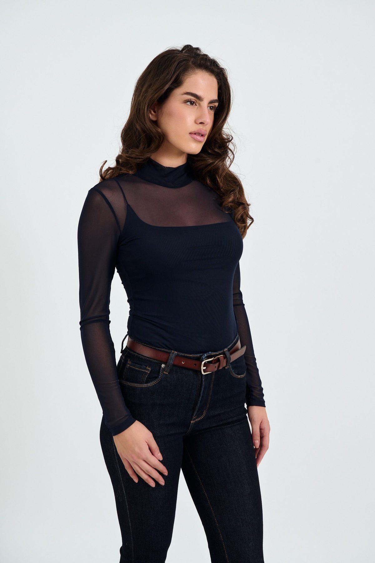 Bodysuit see through viscose με τοπ
