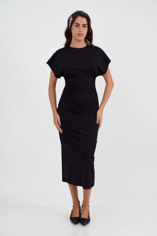 Φόρεμα midi viscose/cotton ελαστικό