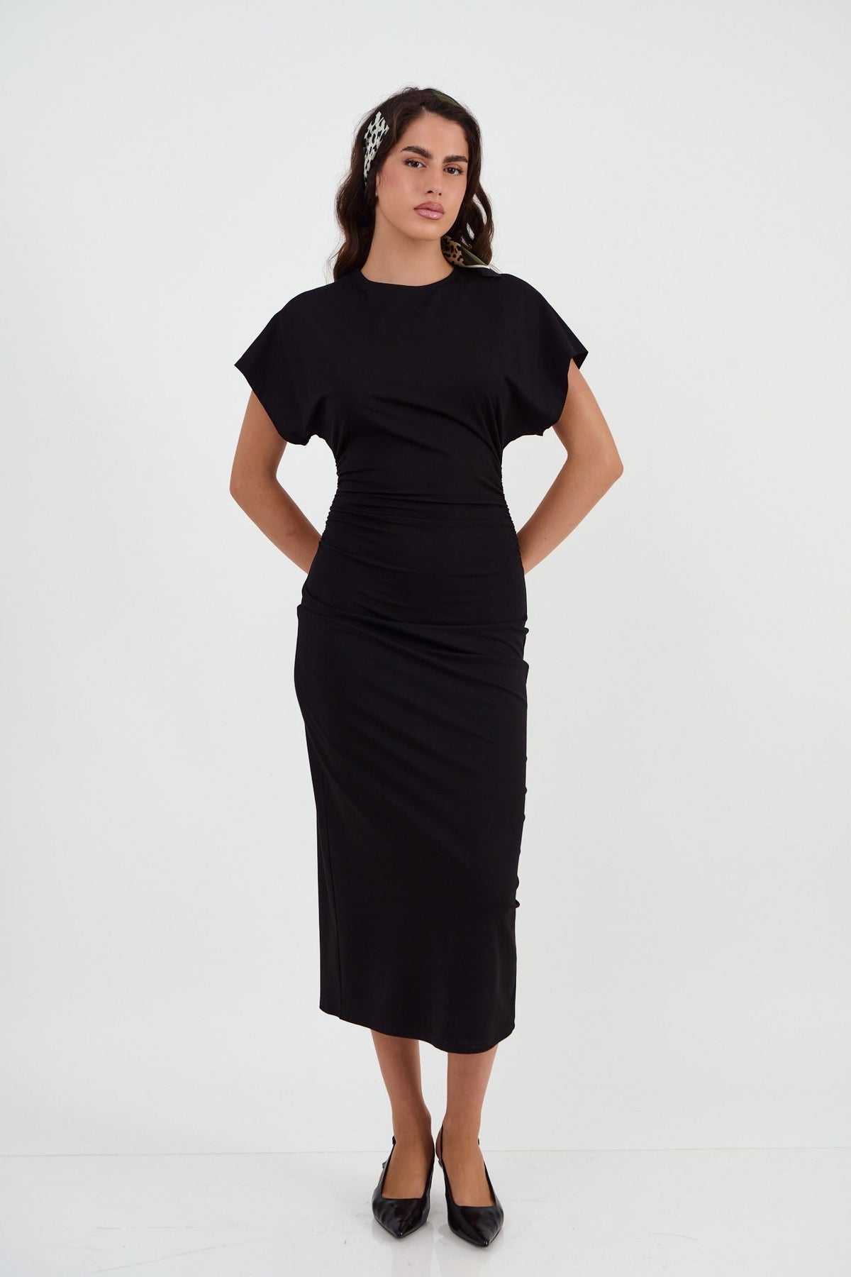 Φόρεμα midi viscose/cotton ελαστικό