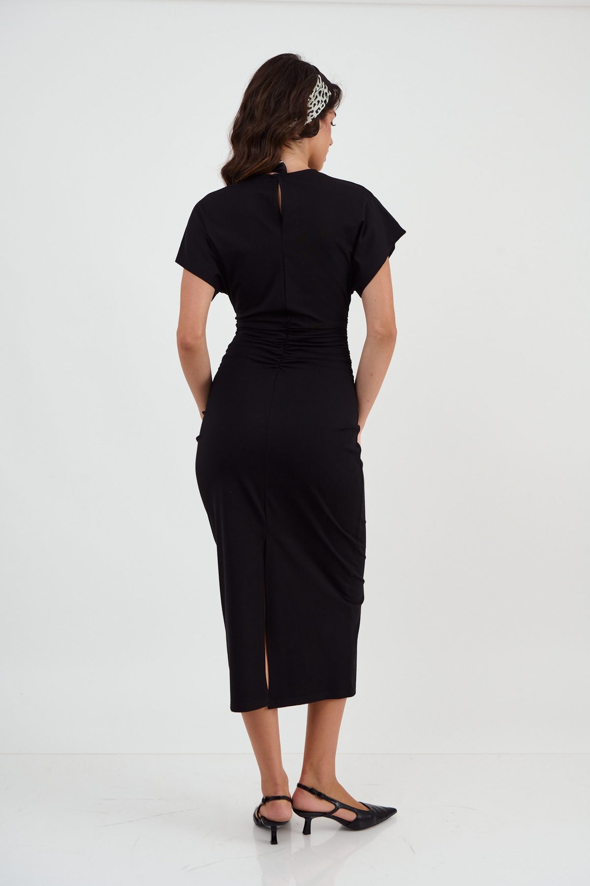 Φόρεμα midi viscose/cotton ελαστικό