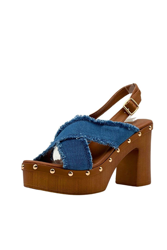 High heels platform blue jean