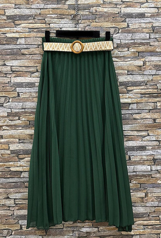 Φούστα maxi πλισέ με ζώνη