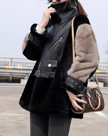 Jacket γούνινο με δερματίνη