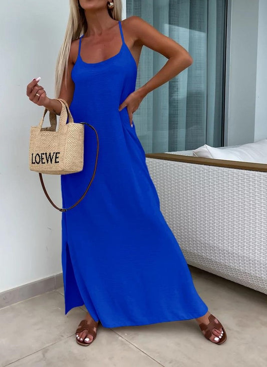 Φόρεμα maxi αέρινο ριχτό detailed