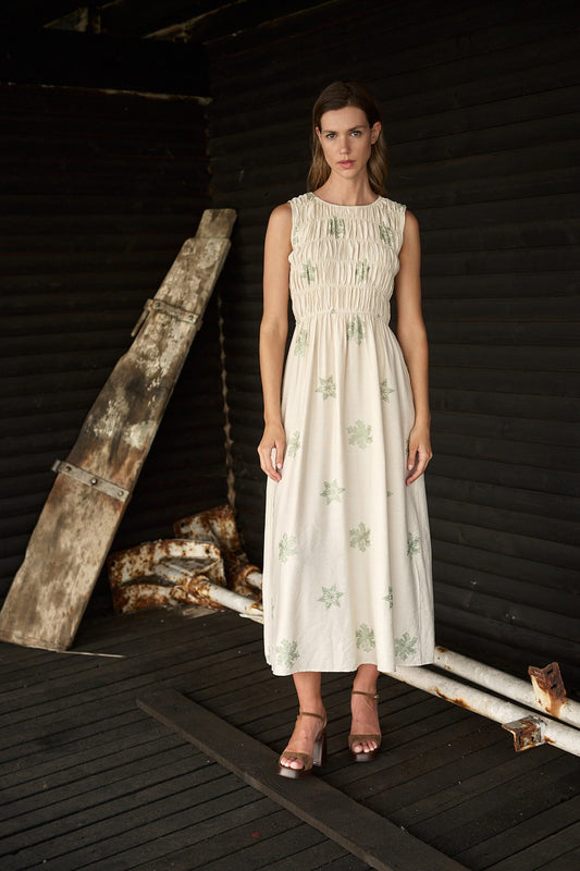 Φόρεμα midi με κεντήματα