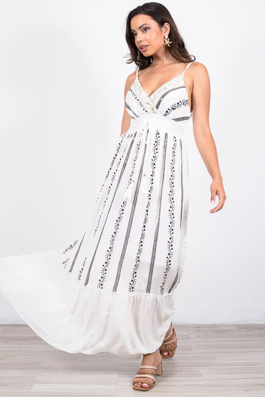 Φόρεμα maxi croise με κέντημα