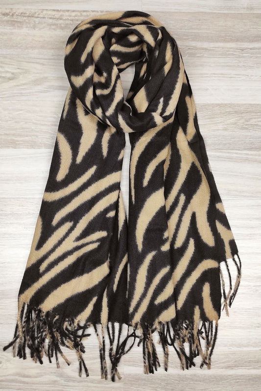 Κασκόλ animal printed με κρόσσια