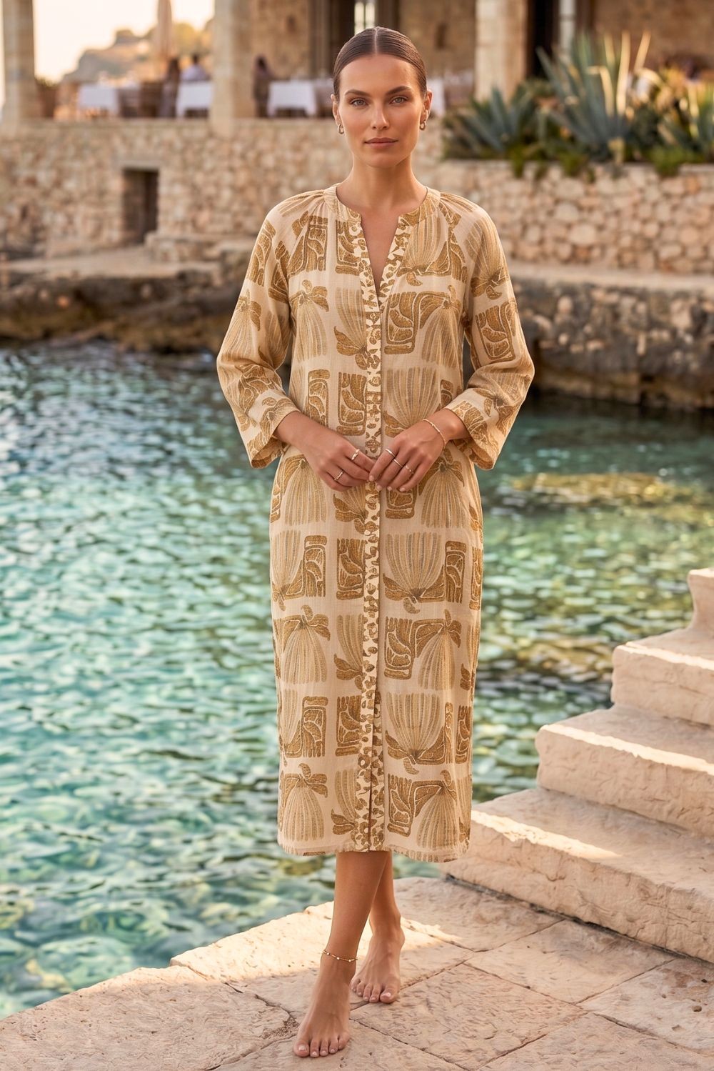 Σεμιζιέτα midi ethnic printed