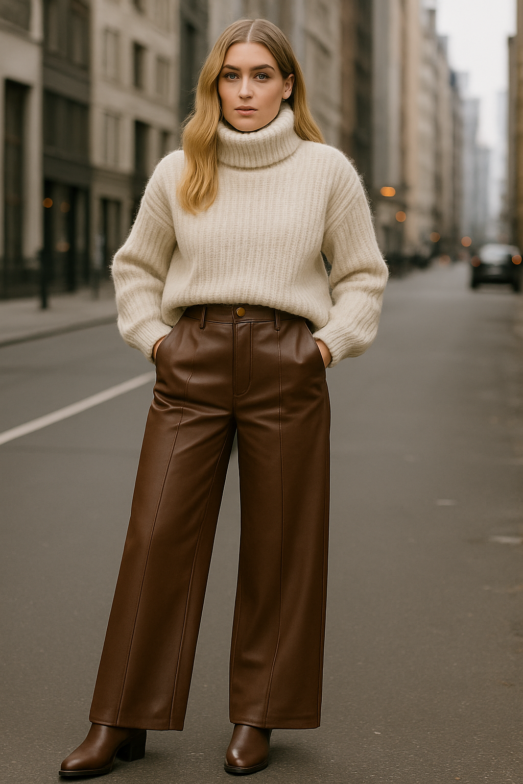 Παντελόνι δερματίνης ψηλόμεσο ισόφαρδο