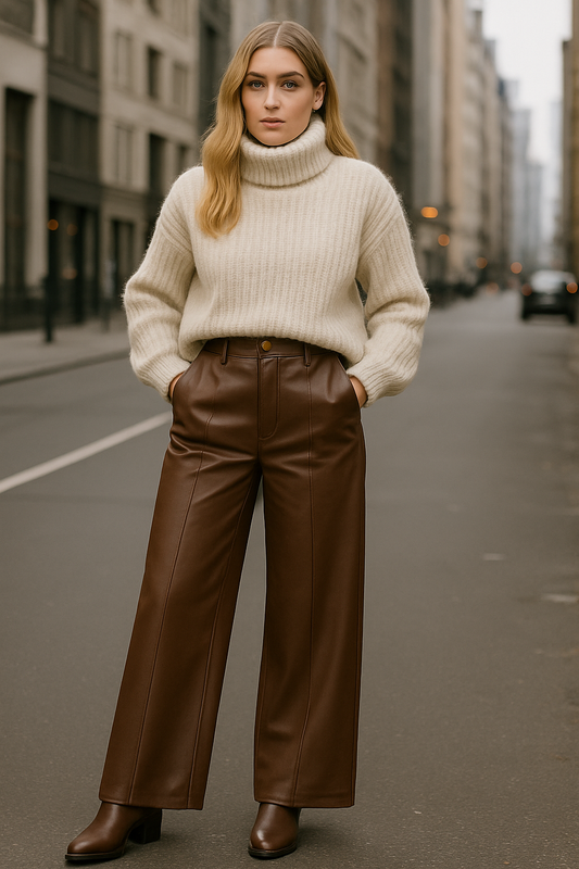 Παντελόνι δερματίνης ψηλόμεσο ισόφαρδο