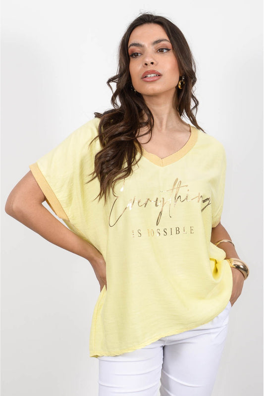 Μπλούζα oversized με στάμπα και lurex