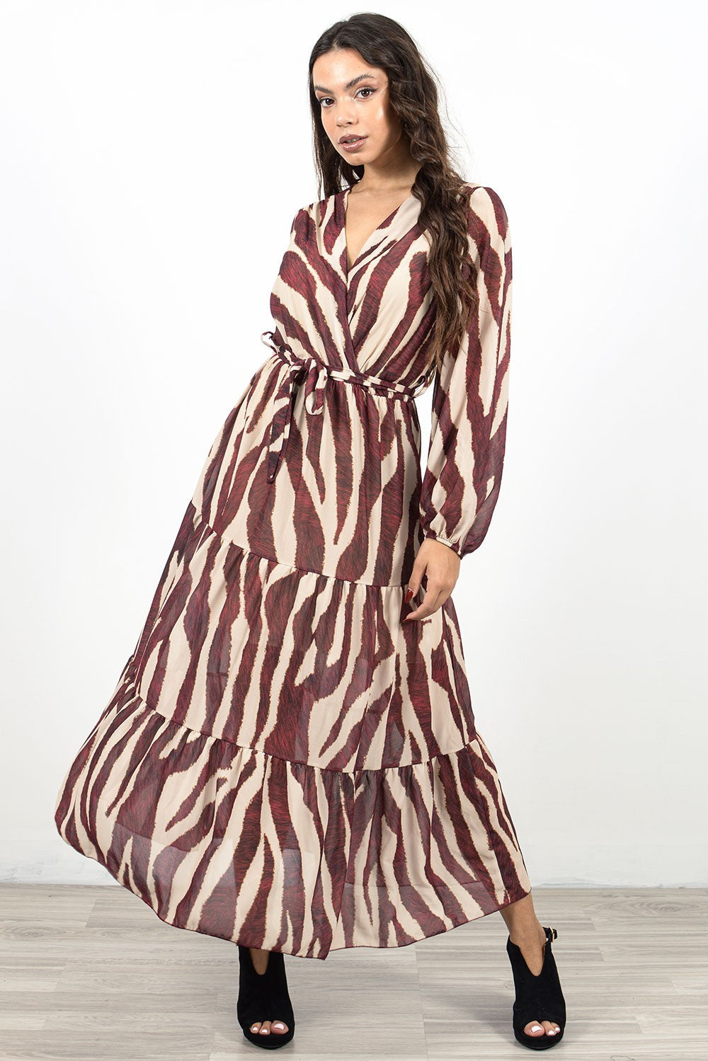 Φόρεμα maxi croise animal printed