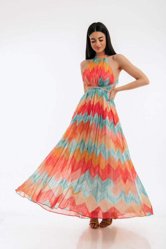 Φόρεμα maxi βραδινό multicolor