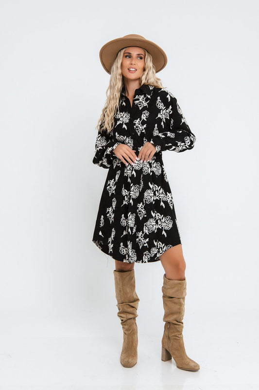 Φόρεμα midi/mini κοτλέ με κέντημα