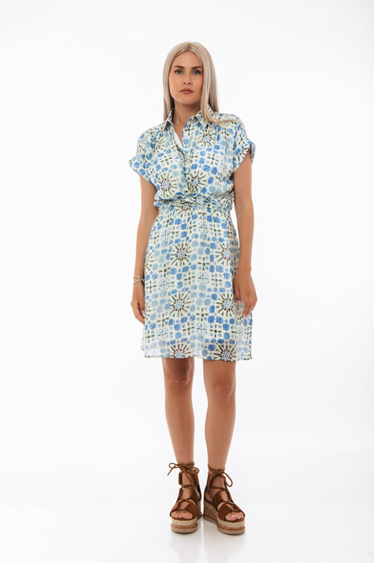 Φόρεμα mini εμπριμέ με μετάξι