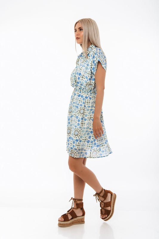 Φόρεμα mini εμπριμέ με μετάξι