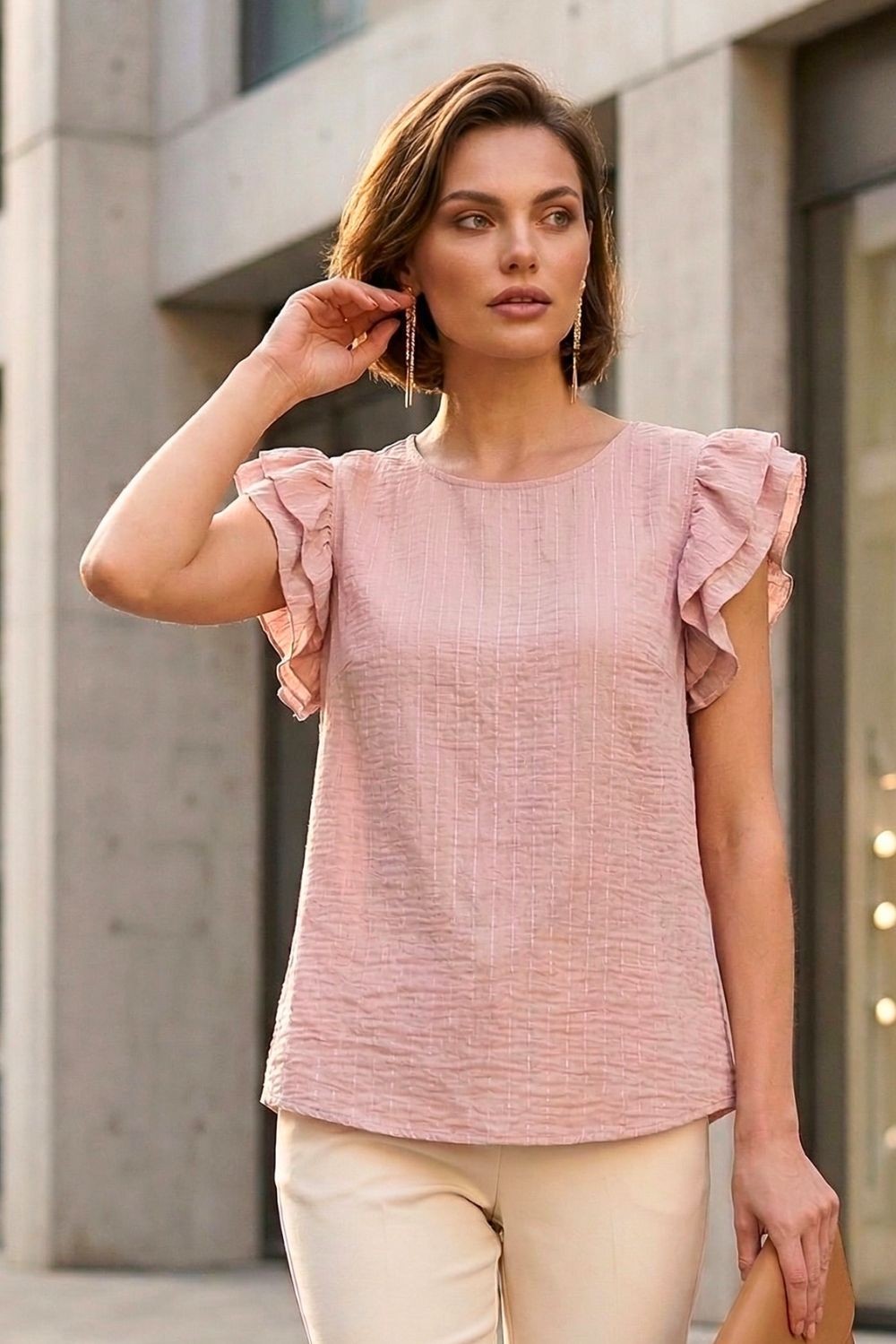 Μπλούζα με lurex και βολάν