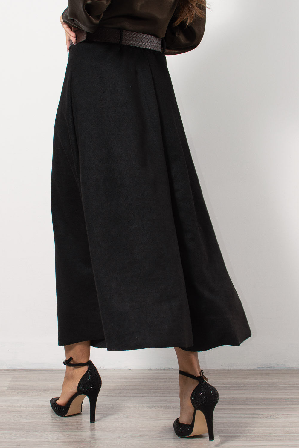 Φούστα eco suede με ζώνη