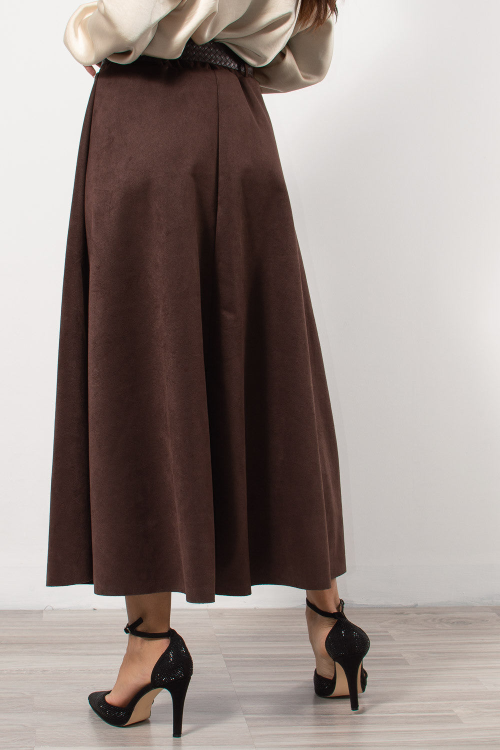 Φούστα eco suede με ζώνη